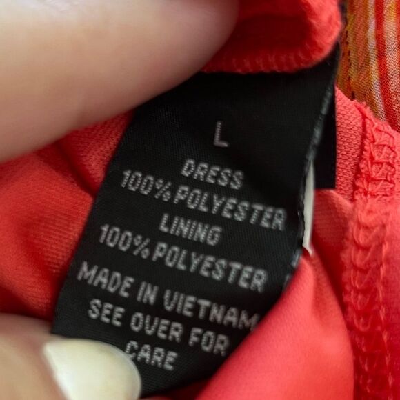 AB Studio Orange Brown White Chevron Dress Size Large - Picture 7 of 8